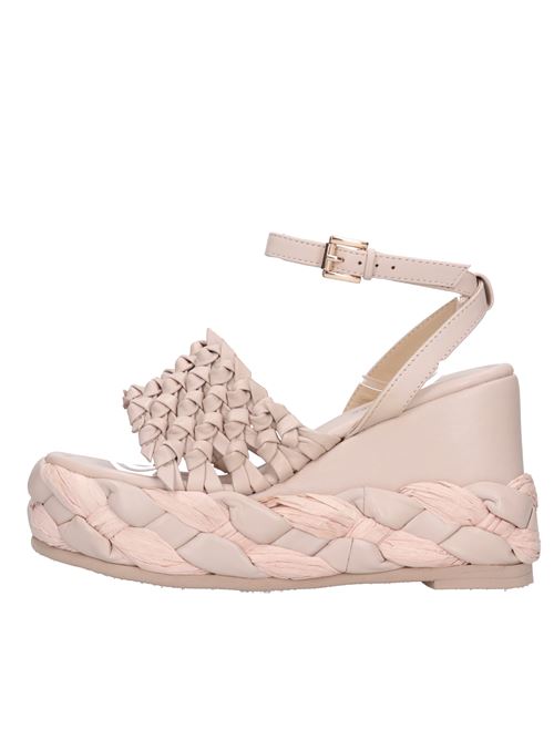 Leather wedge sandals EMANUELLE VEE | 431M-711-10-NASBEIGE